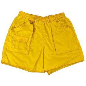 Land's End Swim Trunks Mens L 36-38 Yellow Mesh Lined Ripstop Hiking VTG 90s